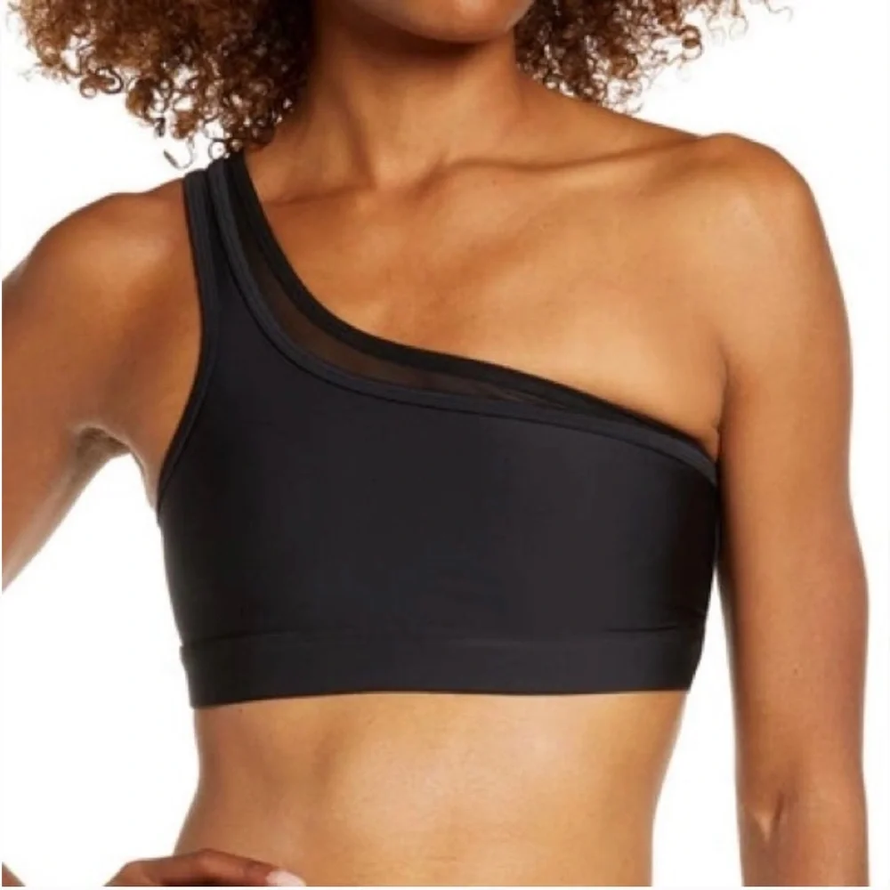 Asymmetrical Black Sports Bra Top